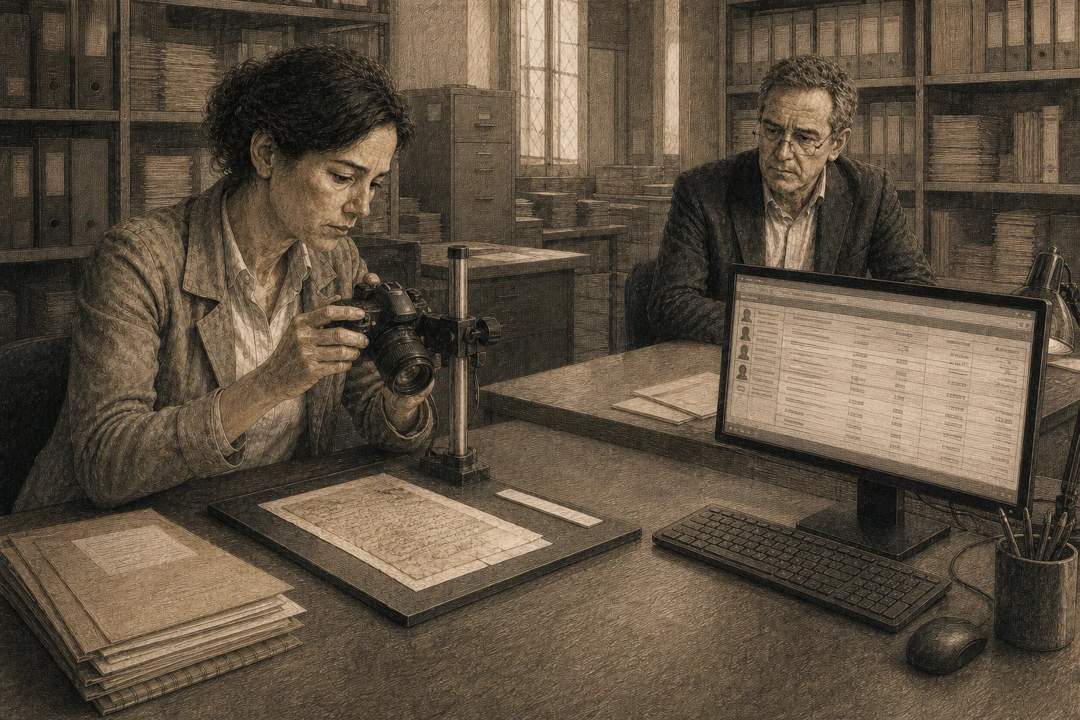Isabel documenta la copia familiar y descubre en el registro que Hale consultó antes la misma referencia.