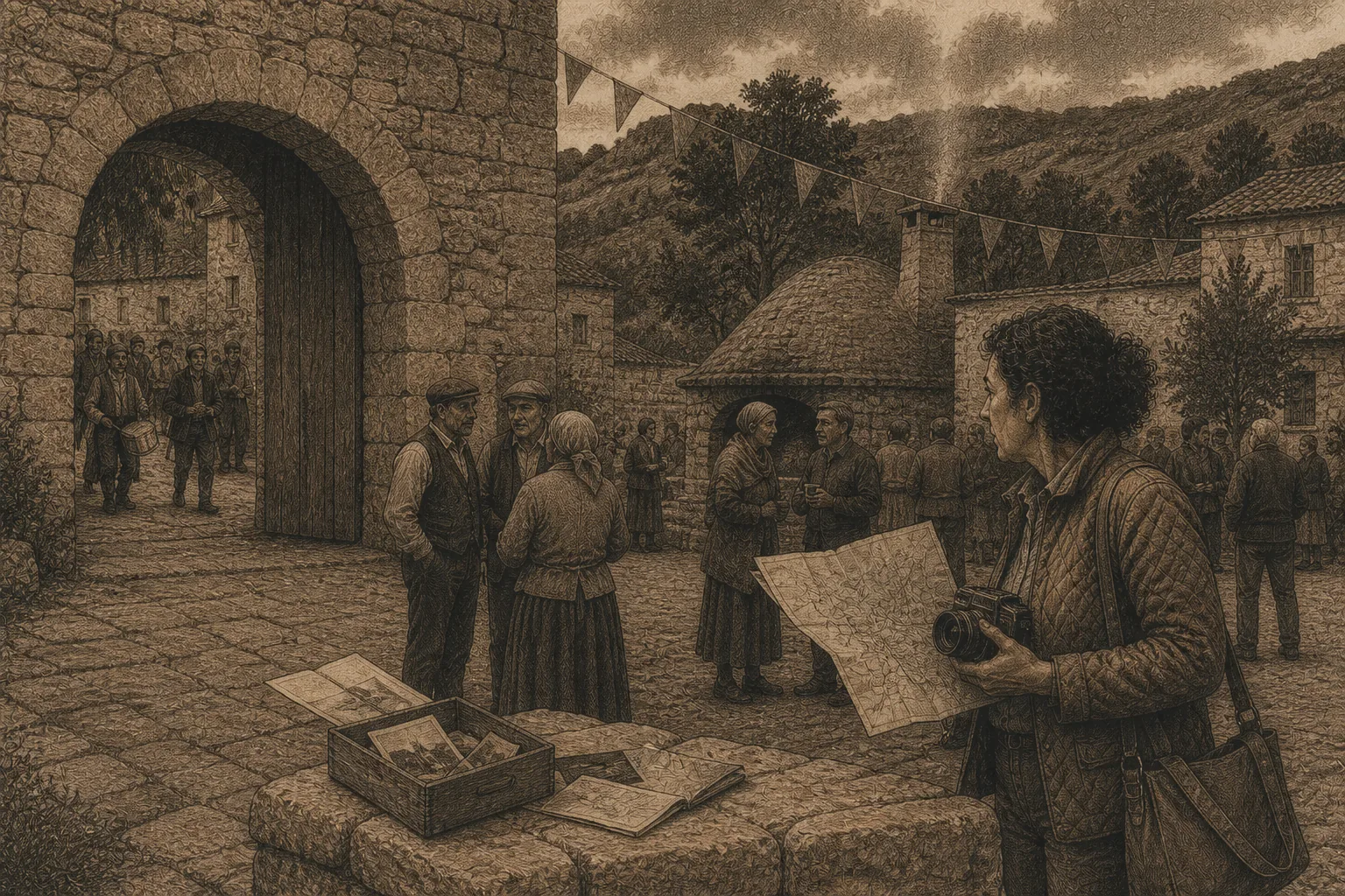 Consulta discreta de documentos en una plaza de Cabanes.